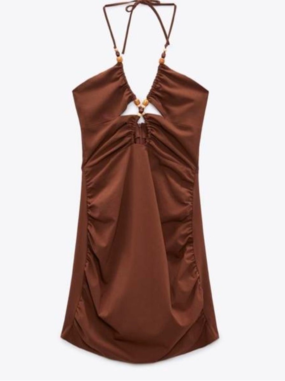 Zara Chocolate Brown Halter Backless Mini Dress